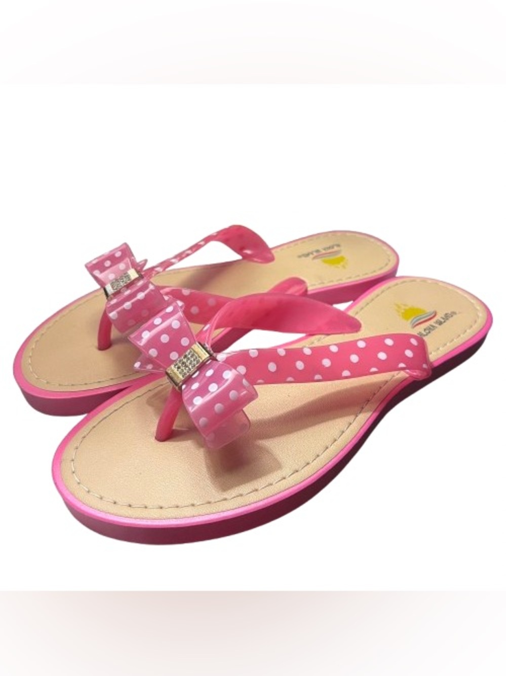 Aloha Island Pink Trim Sandal with Tan Footbed EUC Size 8